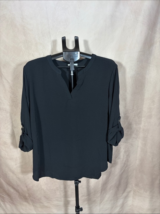 Maurices Tops - Maurice’s Women's Black Split-Neck Roll-Sleeve Tunic Top Size 2X